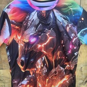 Armored Rainbow Unicorn Graphic T-Shirt